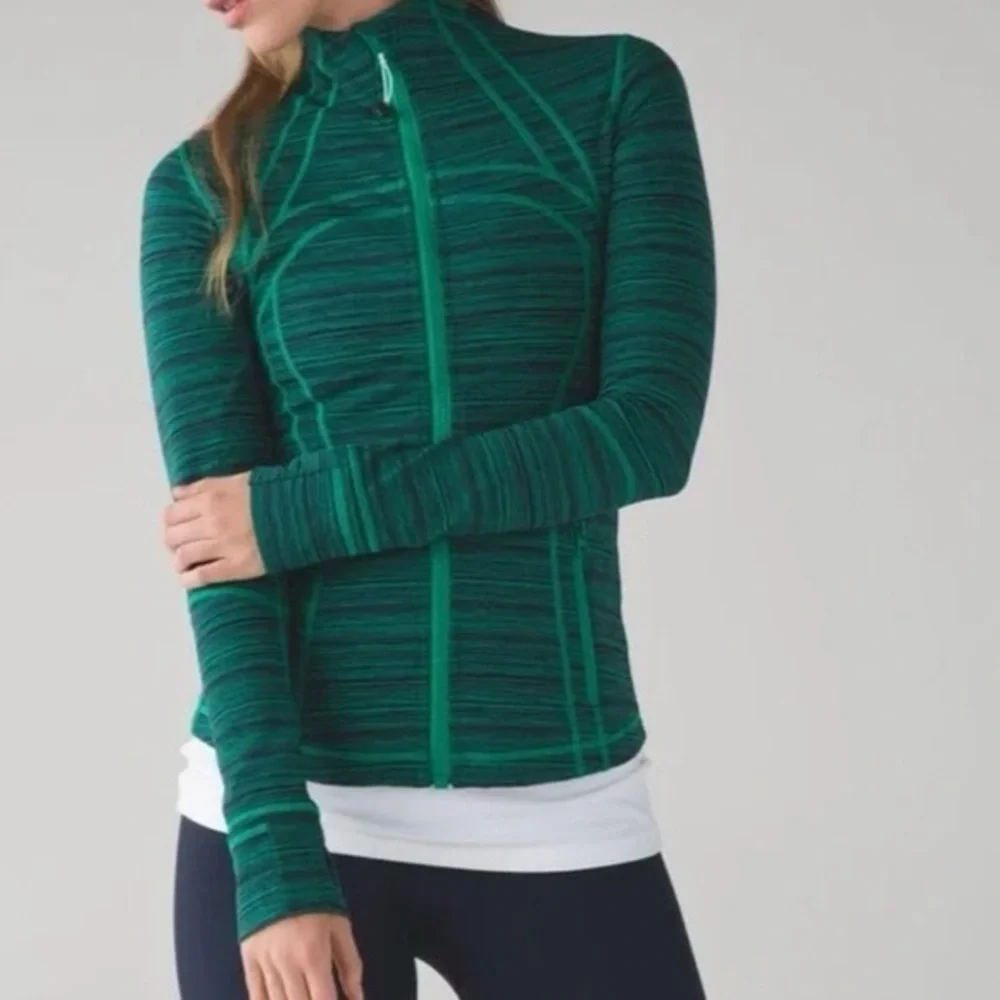 Lululemon Define Jacket in Cyber Jungle Hero Blue Green Striped Colorway Size 10